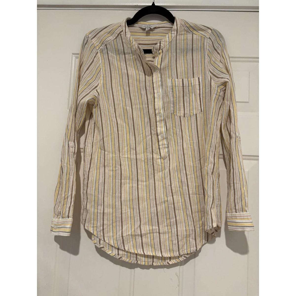 Womans Sz M Lucky Brand Yellow Button Up Blouse 912